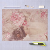 ヴィンテージソフトピンクのフローラ女性ハットシャビーシック 薄葉紙 (クラフト)