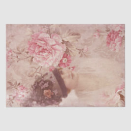 ヴィンテージソフトピンクのフローラ女性ハットシャビーシック 薄葉紙