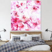 ヴィンテージソフトピンク花弁 キャンバスプリント (インサイチュ (寝室))