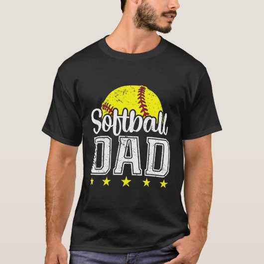 ヴィンテージソフトボおもしろいールパパ父の日 Tシャツ (正面)
