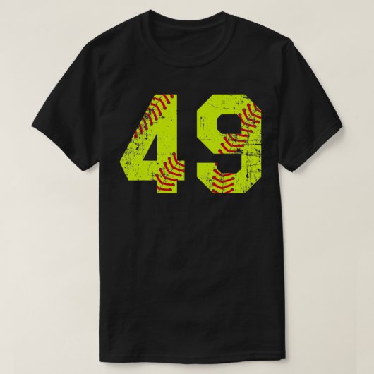 ヴィンテージソフトボール49ジャージー番号  Tシャツ (デザイン正面)