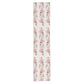 ヴィンテージソフトロマンティックピンクローズテーブルランナー ショートテーブルランナー (正面)