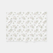 ヴィンテージソフト離れグリーンとピンクの花フリース フリースブランケット (正面(横))