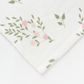 ヴィンテージソフト離れグリーンとピンクの花フリース フリースブランケット (角)