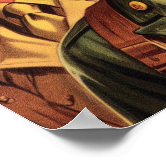 ヴィンテージソルジャーウーマンイラストレーション ポスター (角)