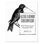 ヴィンテージソングの鳥の持ち札の住所スタンプ ラバースタンプ (インプリント)