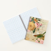 ヴィンテージソングバードと金ゴールドと赤面バラ ノートブック (内部)
