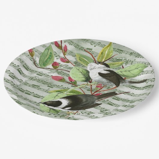 ヴィンテージソングバードオンシートミュージック ペーパープレート (アングル)