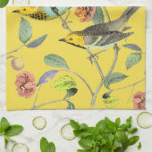 ヴィンテージソンバードイエロー キッチンタオル (折り畳み)