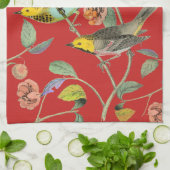 ヴィンテージソンバードレッド キッチンタオル (折り畳み)