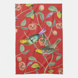 ヴィンテージソンバードレッド キッチンタオル