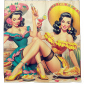 ヴィンテージソンブレロガールズ シャワーカーテン (正面)