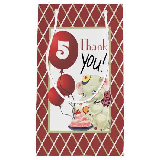 ヴィンテージゾウありがとう好意バッグ スモールペーパーバッグ (正面)