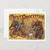ヴィンテージゾウのサーカス行列 ポストカード (正面/裏面)