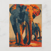 ヴィンテージゾウの夕日：自然の静寂 ポストカード (正面)