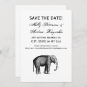 ヴィンテージゾウの絵 招待状 (正面/裏面)