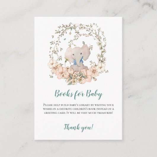 ヴィンテージゾウの赤ちゃんシャワー用ボーイブック エンクロージャーカード (正面)