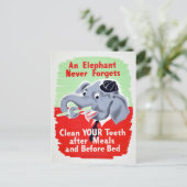 ヴィンテージゾウ歯医者があなたの歯を磨く ポストカード (スタンド正面)
