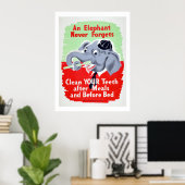 ヴィンテージゾウ歯科あなたの歯のポスターをブラシ ポスター (ホームオフィス)