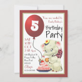 ヴィンテージゾウ誕生日パーティーの招待状 招待状 (正面)