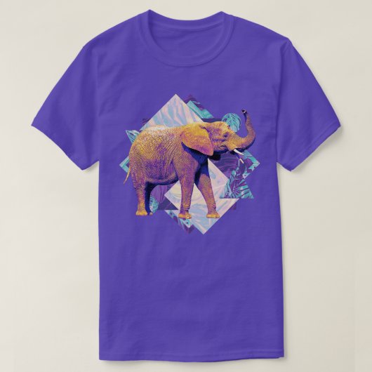 ヴィンテージゾウ（幾何学模様） Tシャツ (デザイン正面)