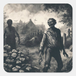 ヴィンテージゾンビエッチホラー不気味完全に死んでいな スクエアシール