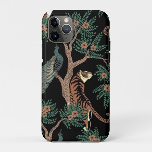 ヴィンテージタイガーとクジャクのケースメイト Case-Mate iPhoneケース (裏面)