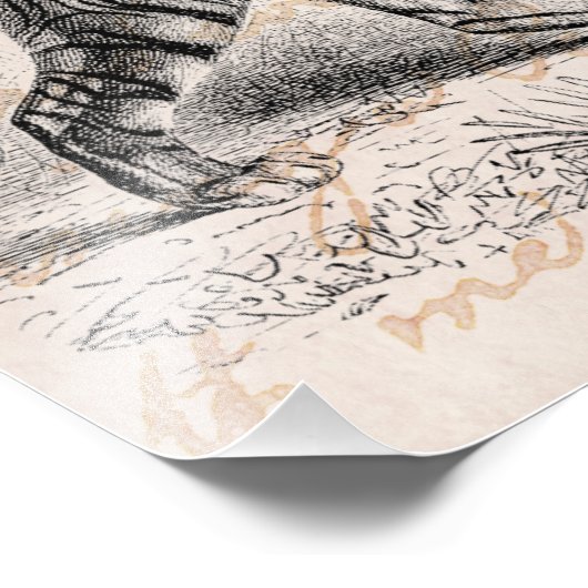 ヴィンテージタイガーイラストレーションタイガーステンプレート フォトプリント (角)