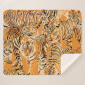 ヴィンテージタイガーサファリワイルドライフパターン シェルパブランケット (正面(横))