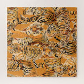 ヴィンテージタイガーサファリワイルドライフパターン ジグソーパズル (横)