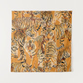ヴィンテージタイガーサファリワイルドライフパターン タペストリー (正面)