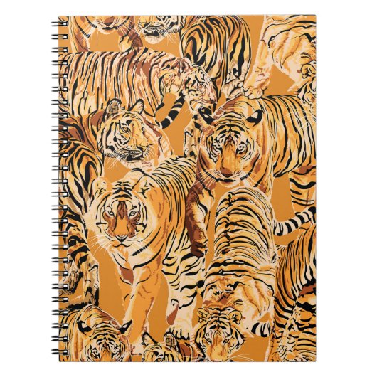 ヴィンテージタイガーサファリワイルドライフパターン ノートブック (正面)