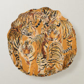 ヴィンテージタイガーサファリワイルドライフパターン ラウンドクッション (裏面)