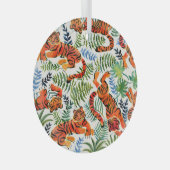 ヴィンテージタイガージャングルの水色 ガラスオーナメント (正面右)