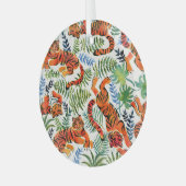 ヴィンテージタイガージャングルの水色 ガラスオーナメント (正面左)