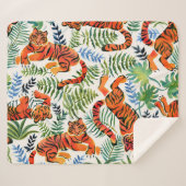 ヴィンテージタイガージャングルの水色 シェルパブランケット (正面(横))