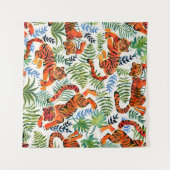 ヴィンテージタイガージャングルの水色 タペストリー (正面(横))