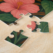 ヴィンテージタイガーパズル ピンクのトロピカルフラワー ジグソーパズル (側面)