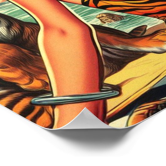 ヴィンテージタイガープリントガール ポスター (角)