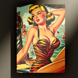 ヴィンテージタイガープリントガール ポストカード