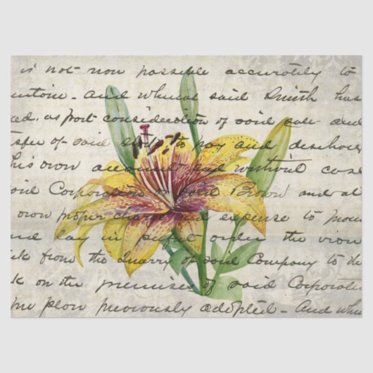 ヴィンテージタイガーリリーフローラエフェメラデコパージュ 薄葉紙 (正面)