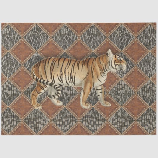 ヴィンテージタイガーレザースネークスキンブラックデカップージ 薄葉紙 (正面)