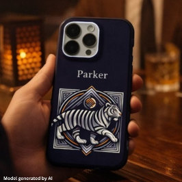 ヴィンテージタイガー ネイビーブルー iPhone 16 PROケース
