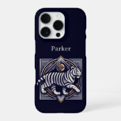 ヴィンテージタイガー ネイビーブルー iPhoneケース (裏面)