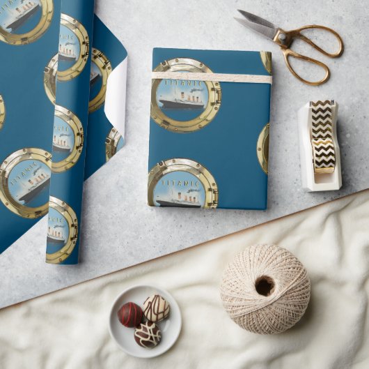 ヴィンテージタイタニックポートホール ラッピングペーパー (クラフト)