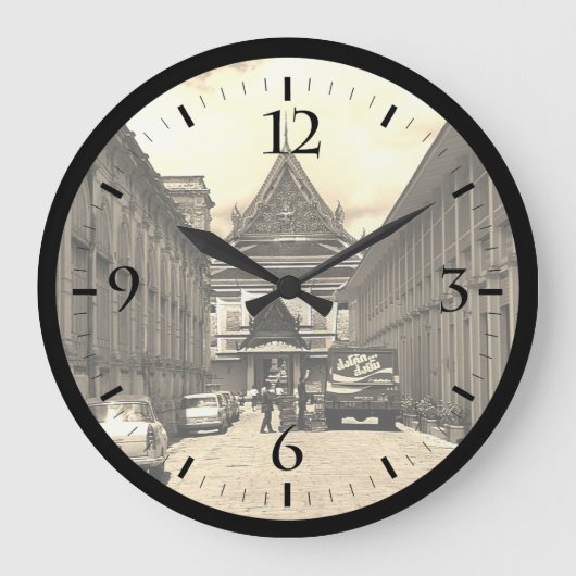 ヴィンテージタイバンコク王室のパレス葉書ドラ ラージ壁時計 (正面)