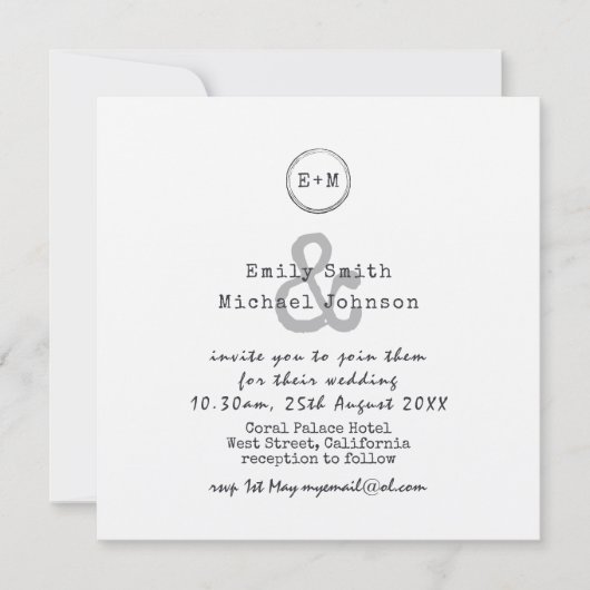 ヴィンテージタイプセットクラフト結婚式の招待 – 写真を追加 招待状 (正面)