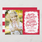 ヴィンテージタイプホリデーフォトカード-赤 シーズンカード (正面/裏面)