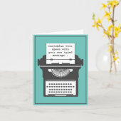 ヴィンテージタイプライタカスタムティール(緑がかった色) カード (黄色い花)