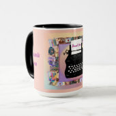 ヴィンテージタイプライターありがとうごちそうさま マグカップ (正面左)